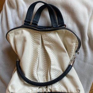 CC SKYE OLIVIA SATCHEL - Ivory/Black Snakeskin - Like New